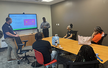 Students at Winston Salem State University listening to peer presentation