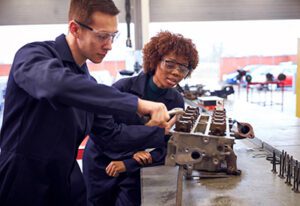 Male and Female automotive technology students