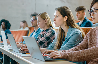 Students online learning at computers